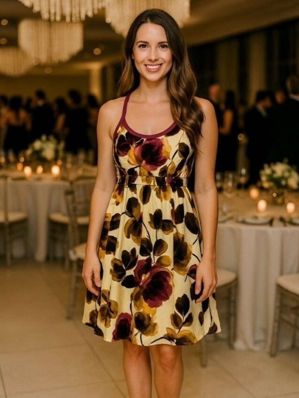 Moulinette Soeurs Gossamer Gardens 100% Silk Racerback Floral Autumn Dress Sz 0